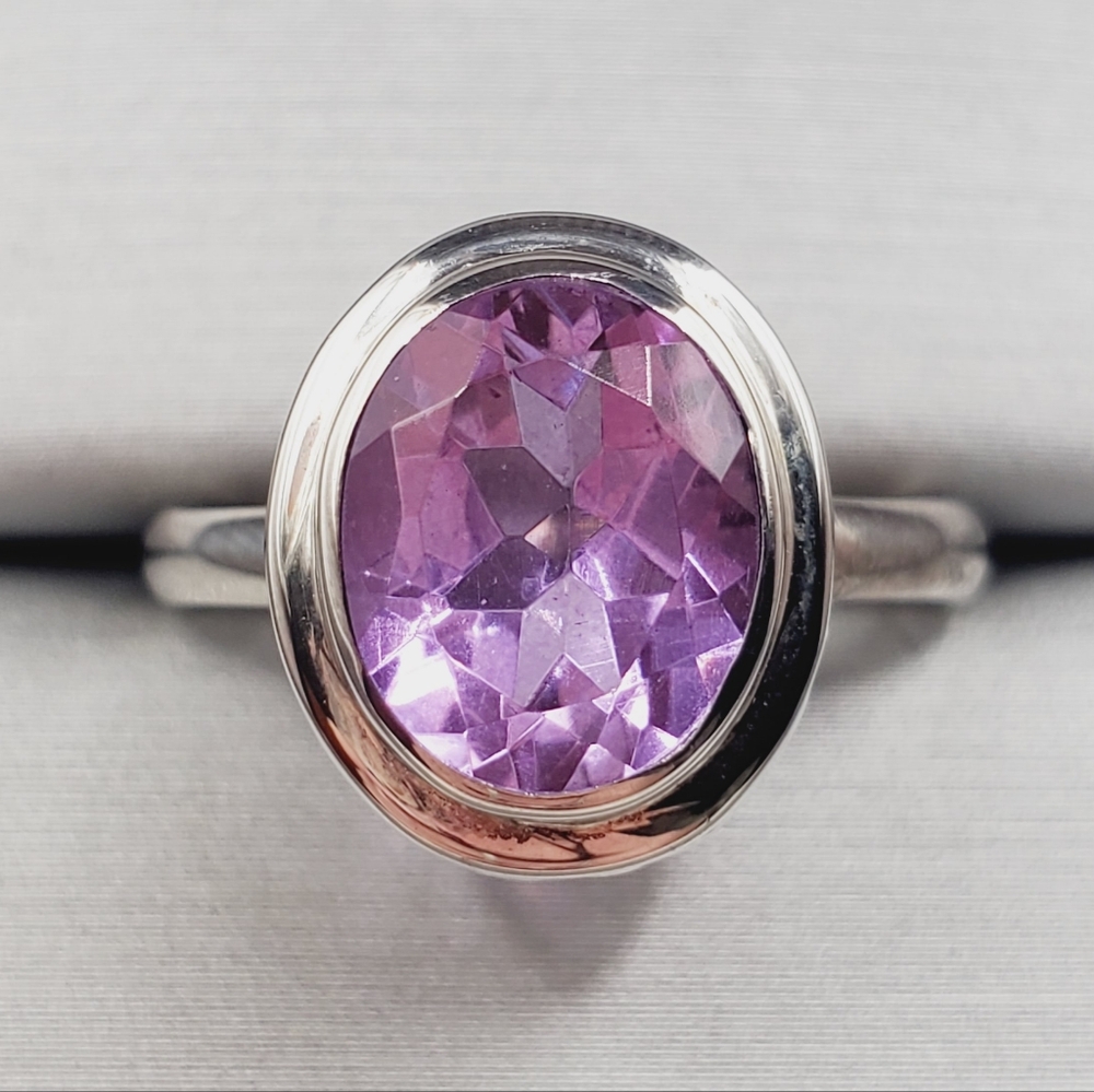 Amethyst Ring 925 Sterling Silver Ring Artisan Ring Bezel Set Ring Heart Ring